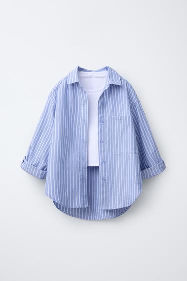 PACK CAMISA OXFORD CON CAMISETA RIB - Azul / Blanco de Zara