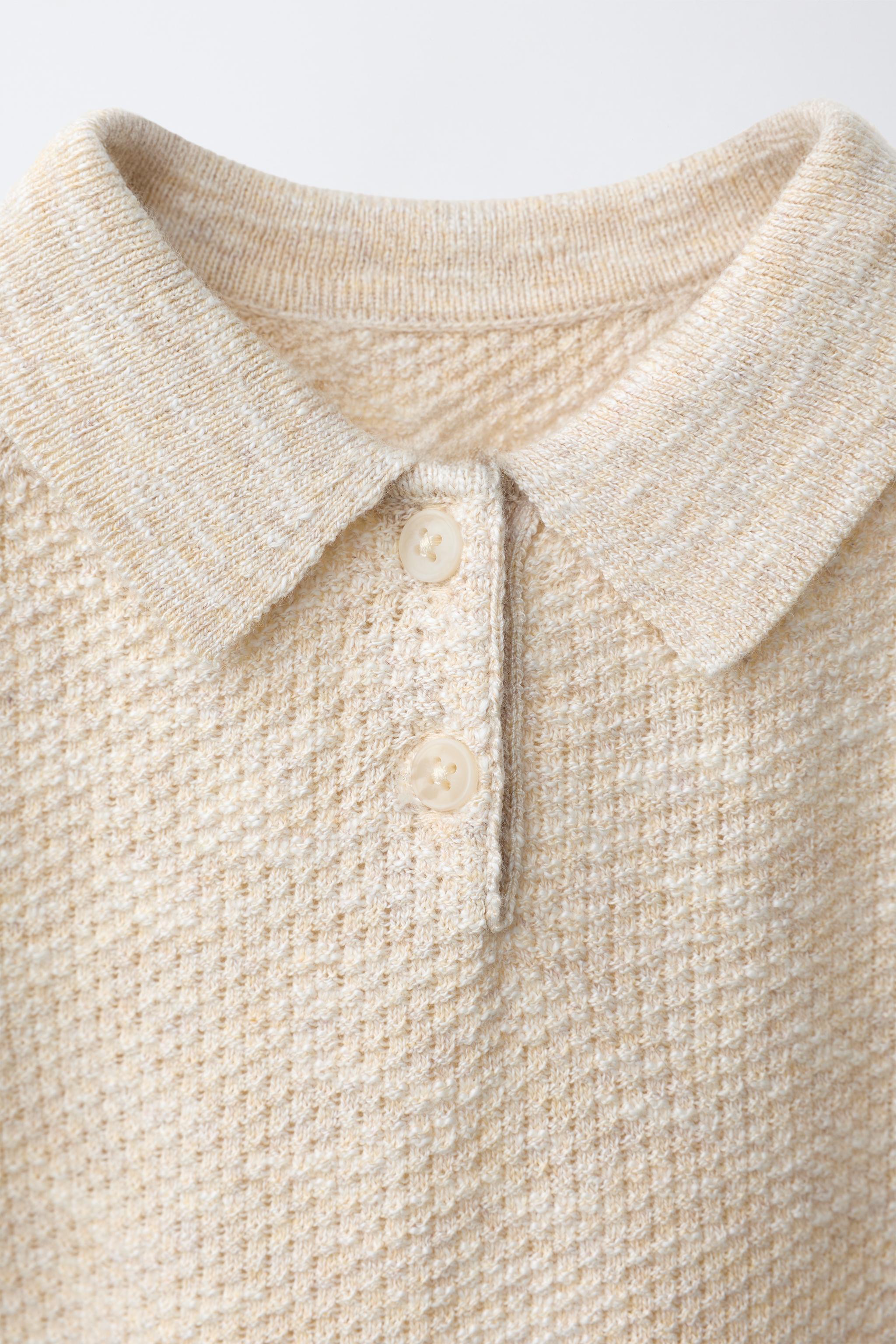 TEXTURED KNIT POLO JUMPER