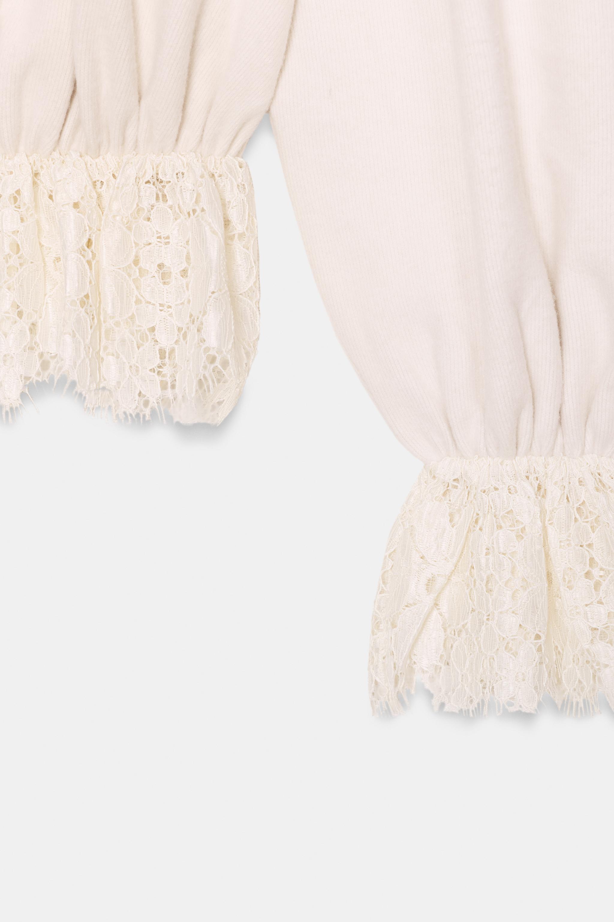 ROMANTIC LACE SWEATSHIRT - Ecru | ZARA South Africa