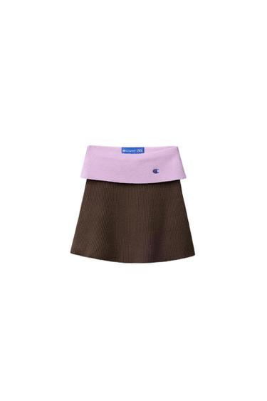 Zara CHAMPION ® X ZARA KNIT SKIRT - Chocolate brown