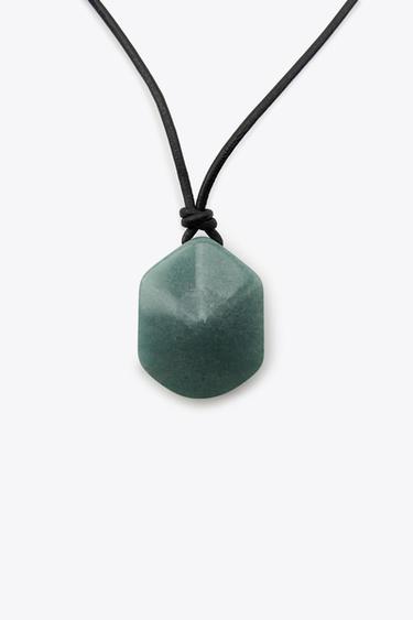 COLLIER LACET CUIR PIERRE - Vert / Bleu de Zara - Image 3