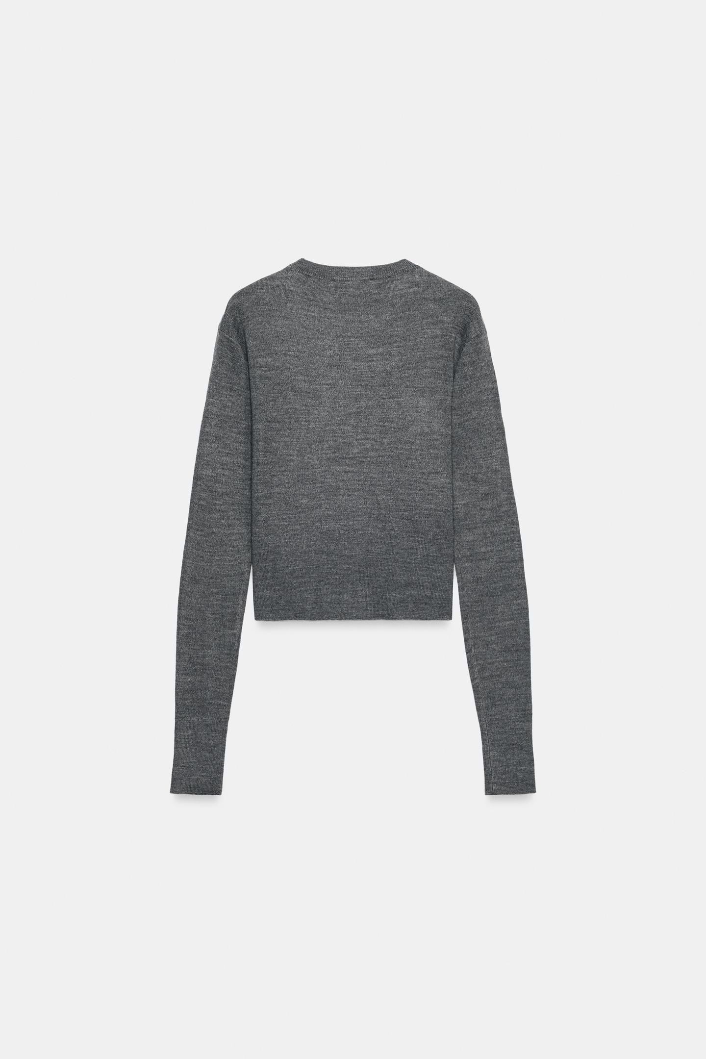 Женский свитер Zara Cropped Wool, цвет: Серый — фото 6