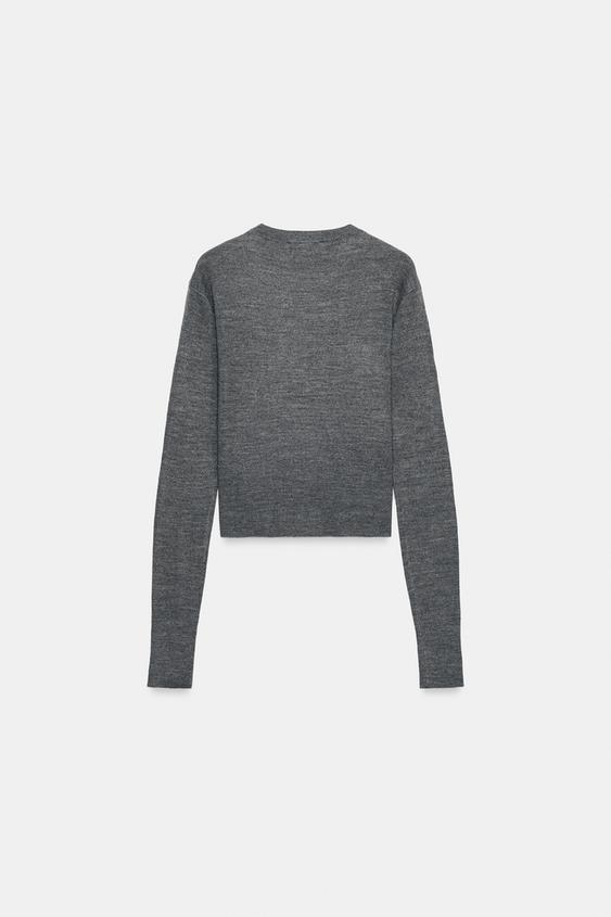PULL COURT AVEC LAINE - Gris moyen de Zara - Image 5