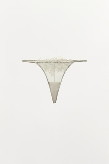 LACE THONG - Grey by Zara