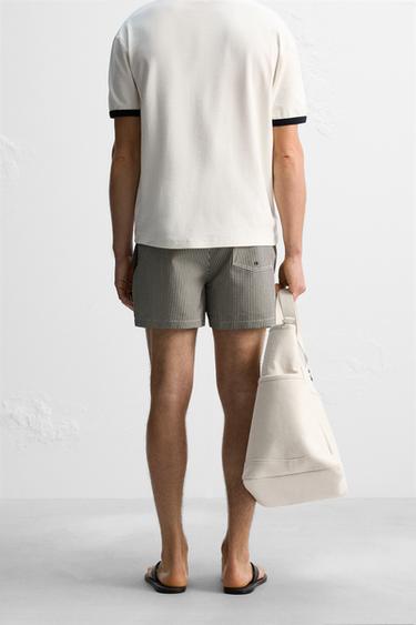 REGULAR SEERSUCKER SWIMMING TRUNKS - Black by Zara - Image 2