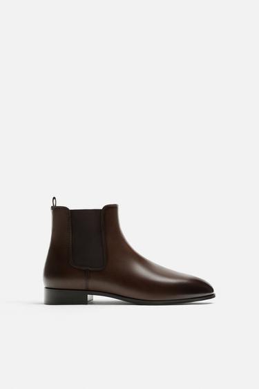 Zara POINTED TOE CHELSEA BOOTS - Brown