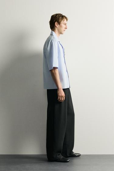 CHEMISE COUPE DÉCONTRACTÉE À LISERÉ EN CONTRASTE - Bleu ciel de Zara - Image 3