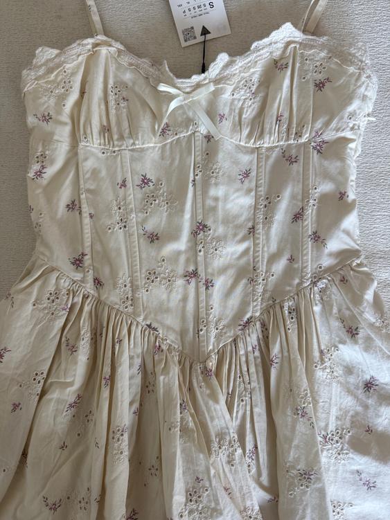 FLORAL PRINT POPLIN CORSET DRESS SECOND HAND