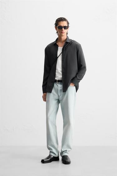 100% SILK SHIRT - Grey by Zara - Image 0