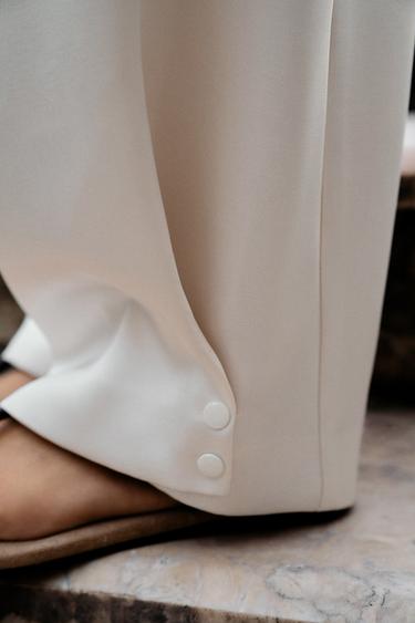 PANTALON BARREL SATINÉ - Écru de Zara - Image 5