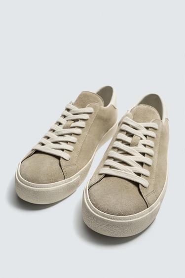 BASKET AVEC DÉTAIL TALON EN CUIR - Marron sable de Zara - Image 4