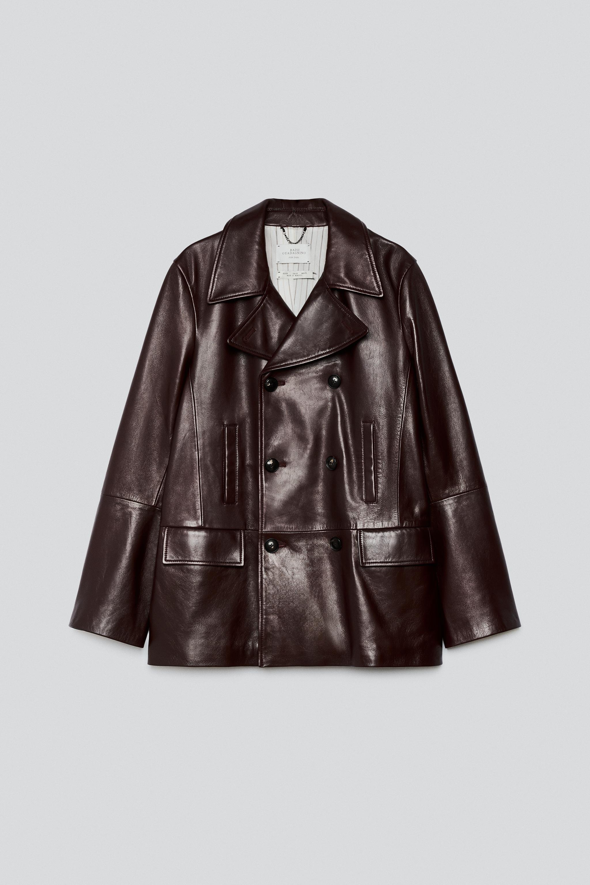 VESTE EN CUIR CONTRASTE