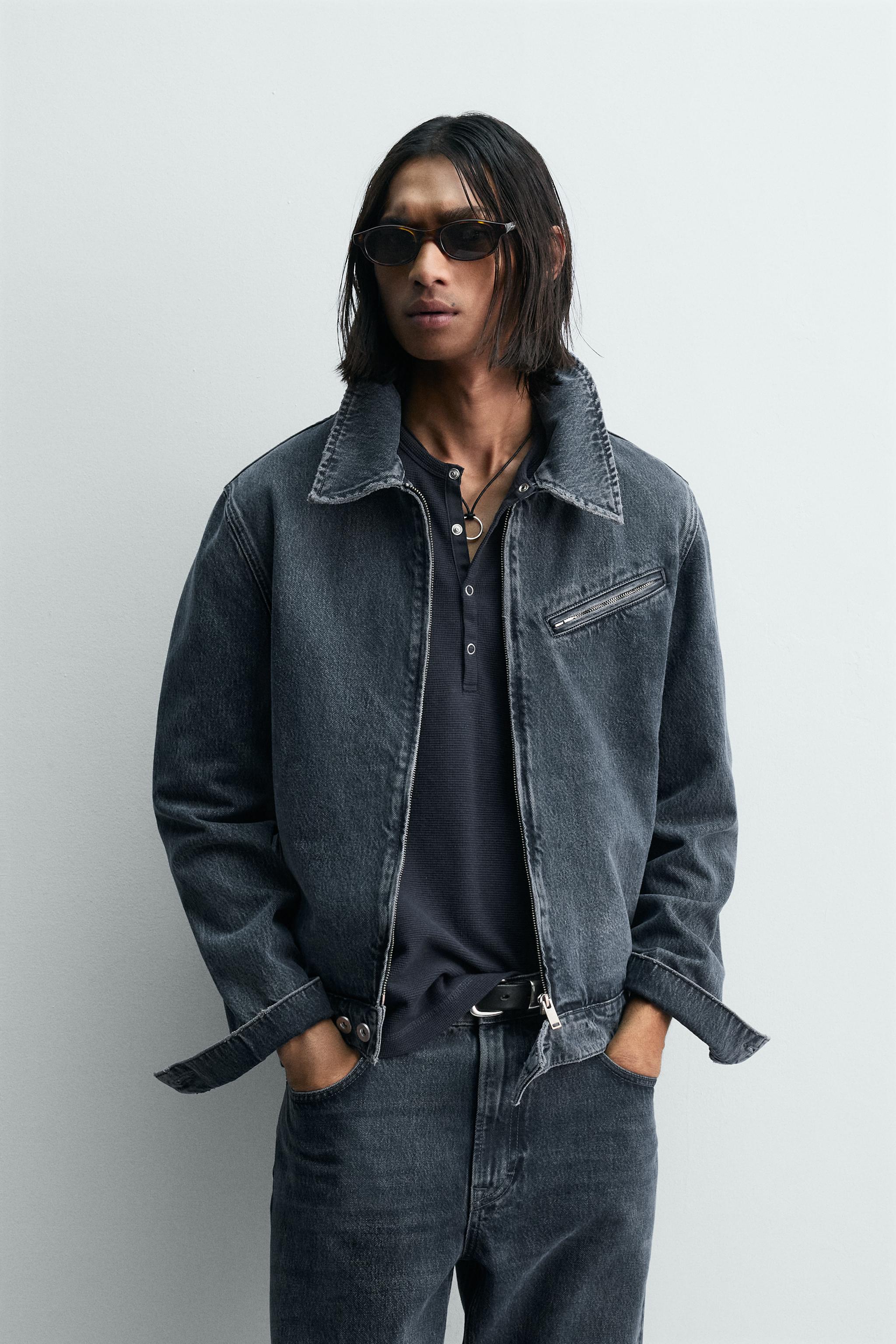 VESTE EN JEAN À FERMETURE ÉCLAIR