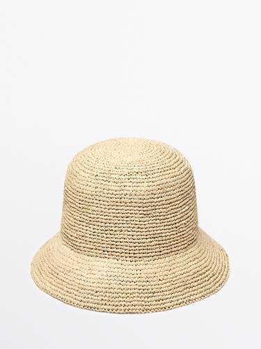 Zara Raffia bucket hat - Ecru - Image 0
