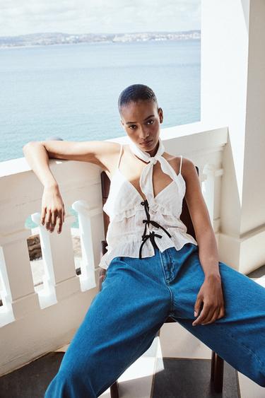 CONTRAST TIE TOP - Ecru by Zara - Image 2