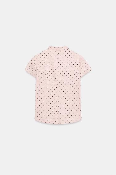 TOP COL MAO À OUVERTURE ET POIS - Rose craie de Zara - Image 3