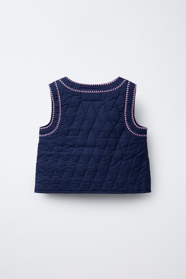 GILET BRODÉ TULIPES - Bleu marine de Zara - Image 1