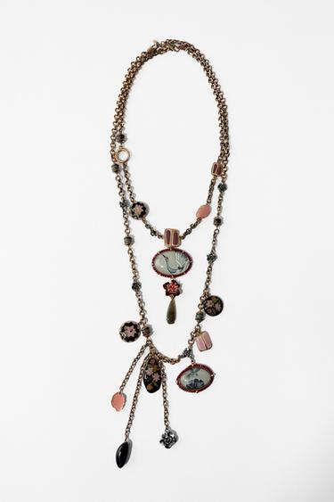 Zara 2-PACK OF RESIN CHARM LINK NECKLACES - Golden