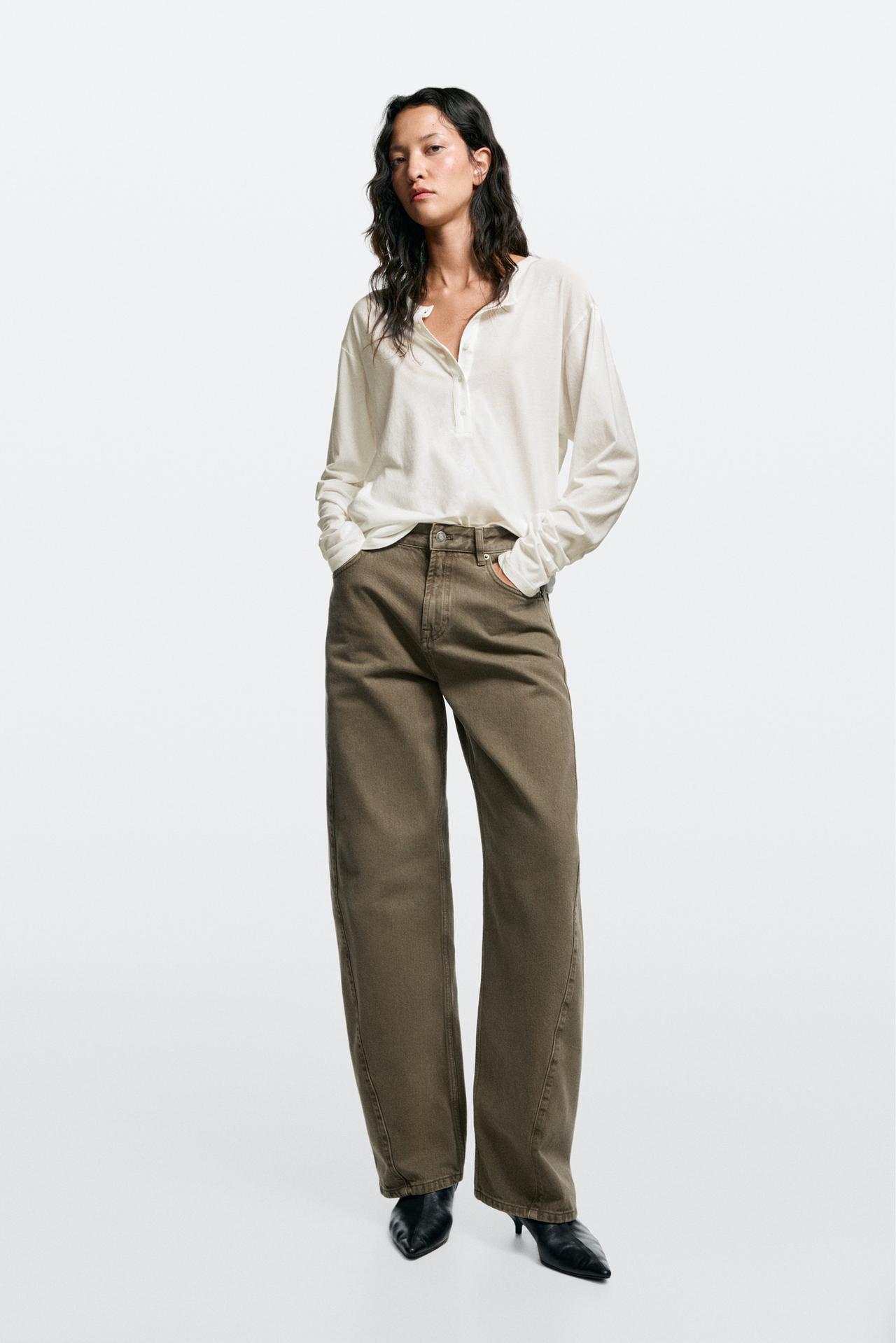 Mid-waist barrel fit jeans — Black gold