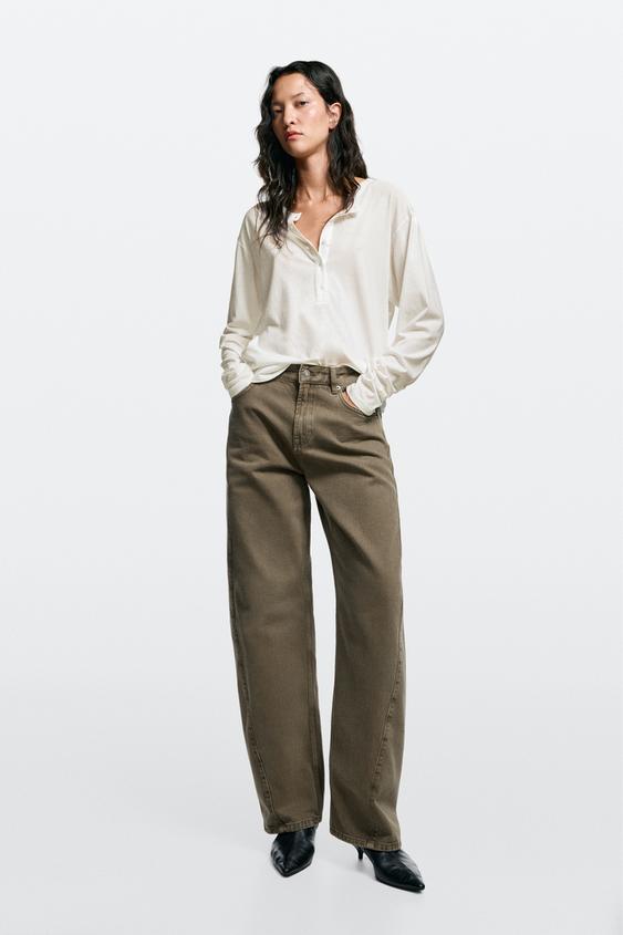 Jean barrel fit taille moyenne - Noir or de Zara - Image 0