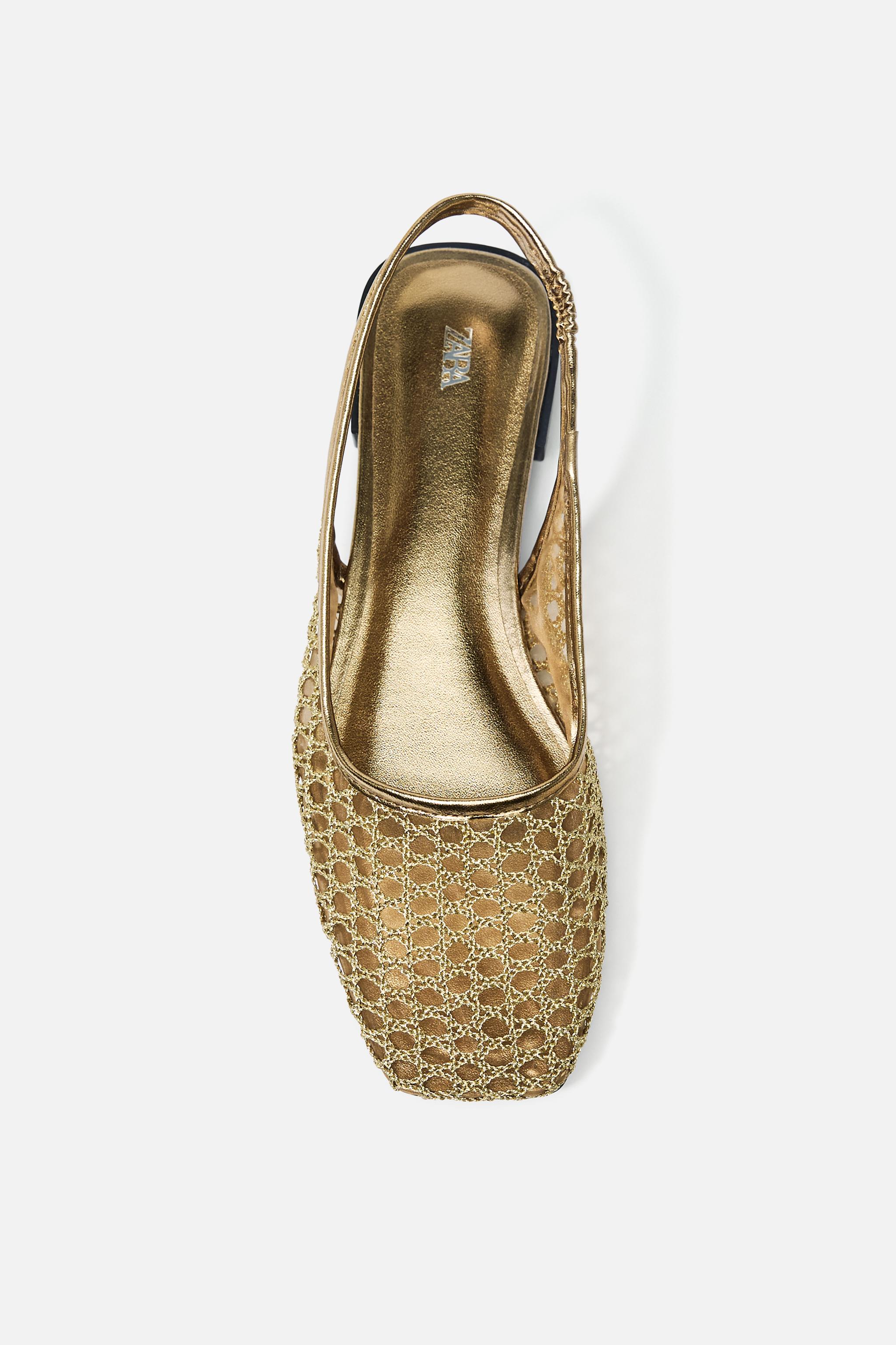 BRAIDED SLINGBACK BALLET FLATS Gold ZARA Australia