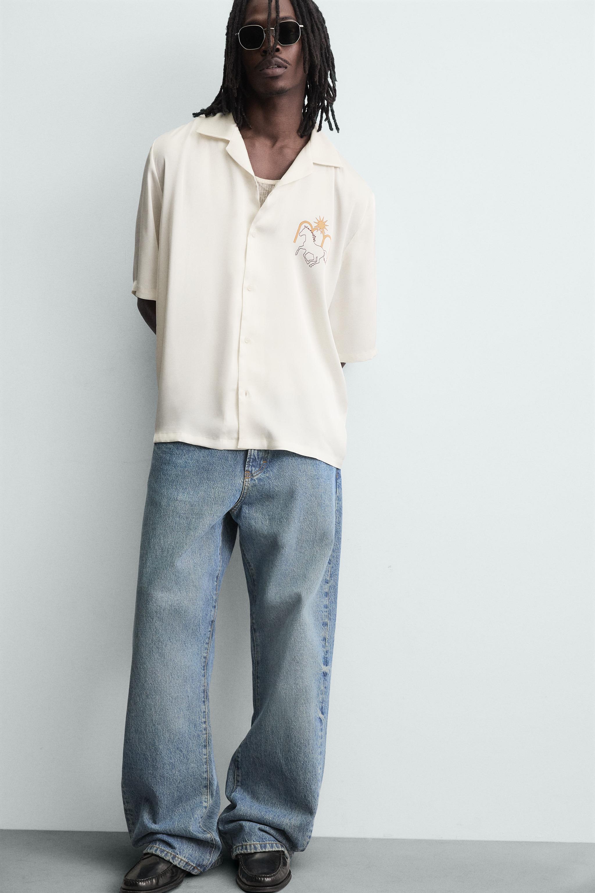 CONTRAST PRINT FLOWY SHIRT