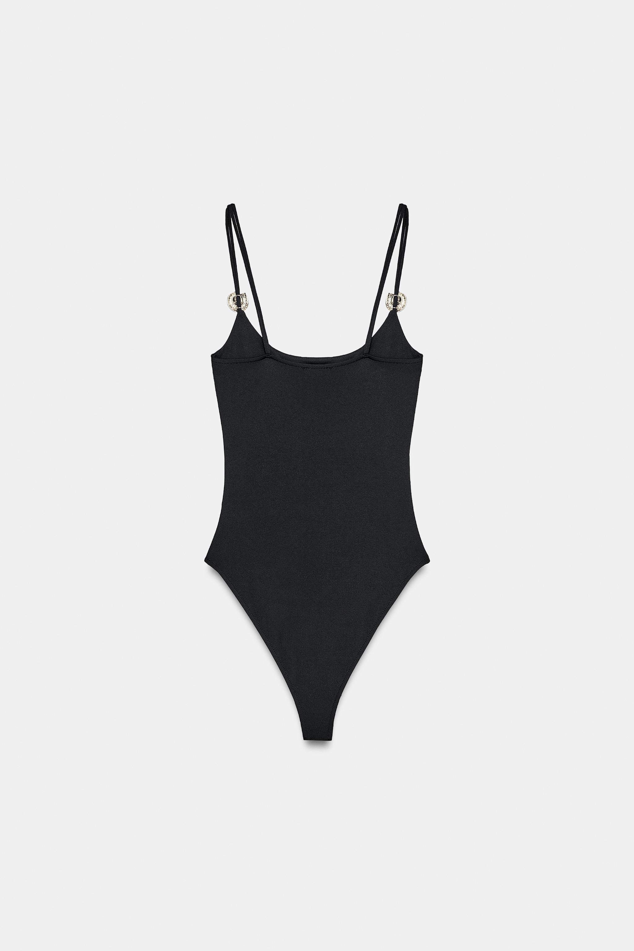 METAL TRIM POLYAMIDE BODYSUIT - Black | ZARA United States