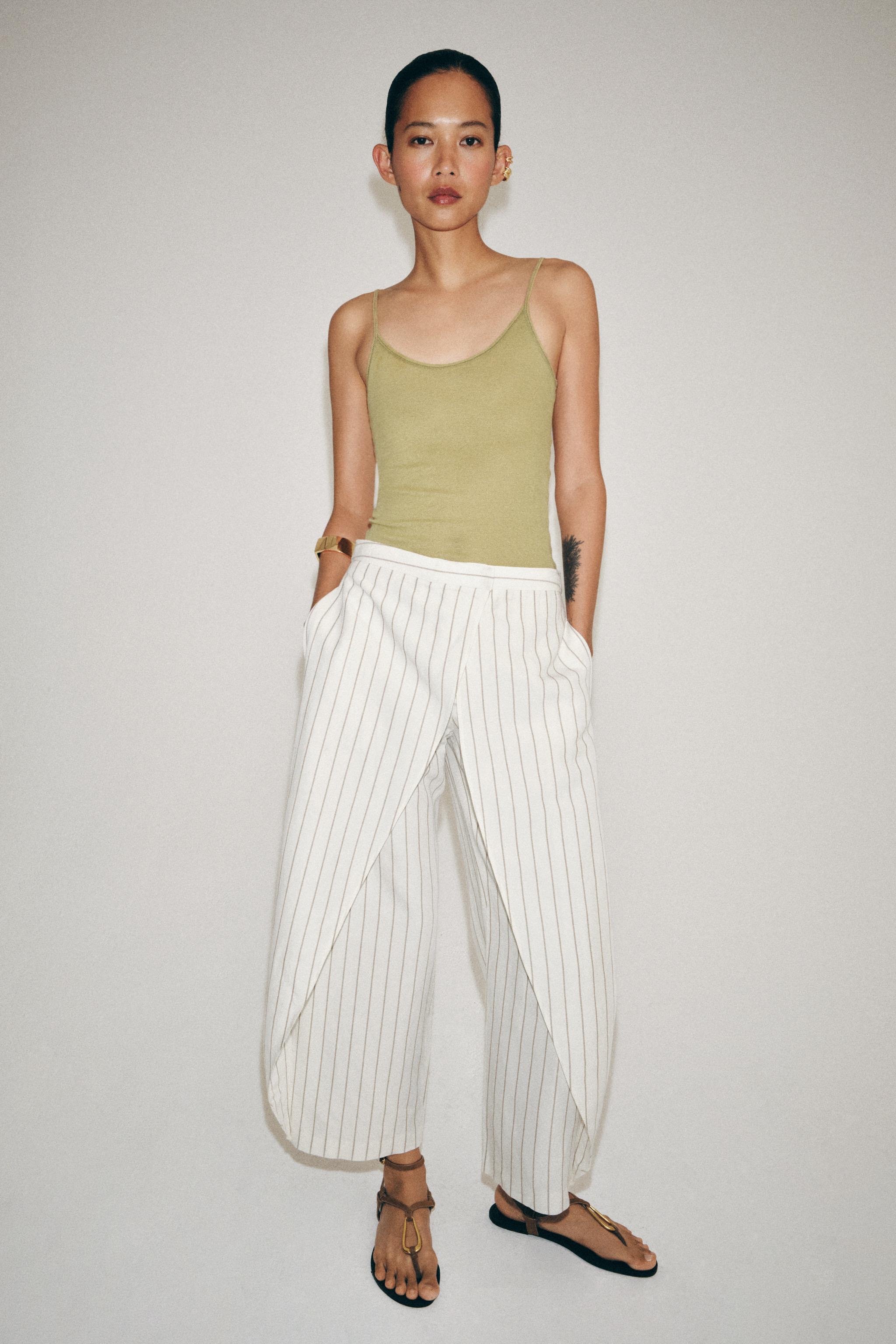 STRIPED LINEN PAREO PANTS ZW COLLECTION