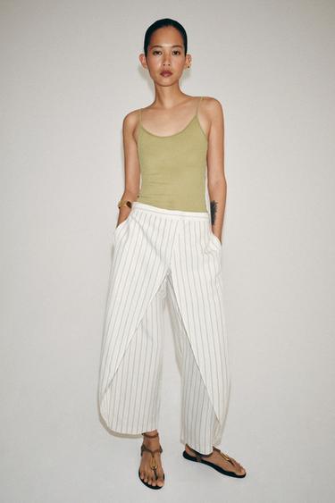 PANTALON PAREO À RAYURES AVEC LIN ZW COLLECTION - rayures de Zara - Image 3