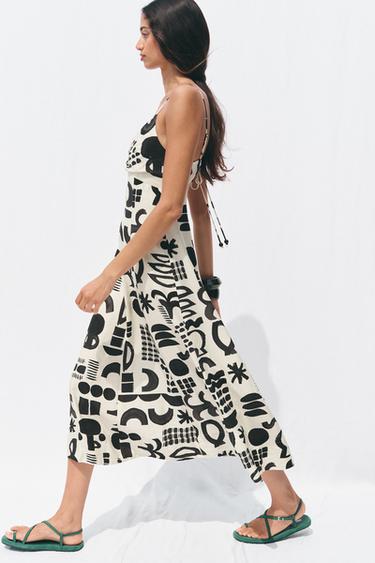 PRINTED CUT-OUT DRESS - Black / White by Zara - Image 4