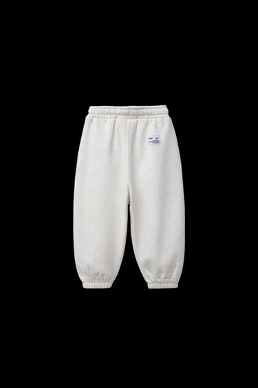 Zara PLUSH TEXT JOGGERS - Beige marl