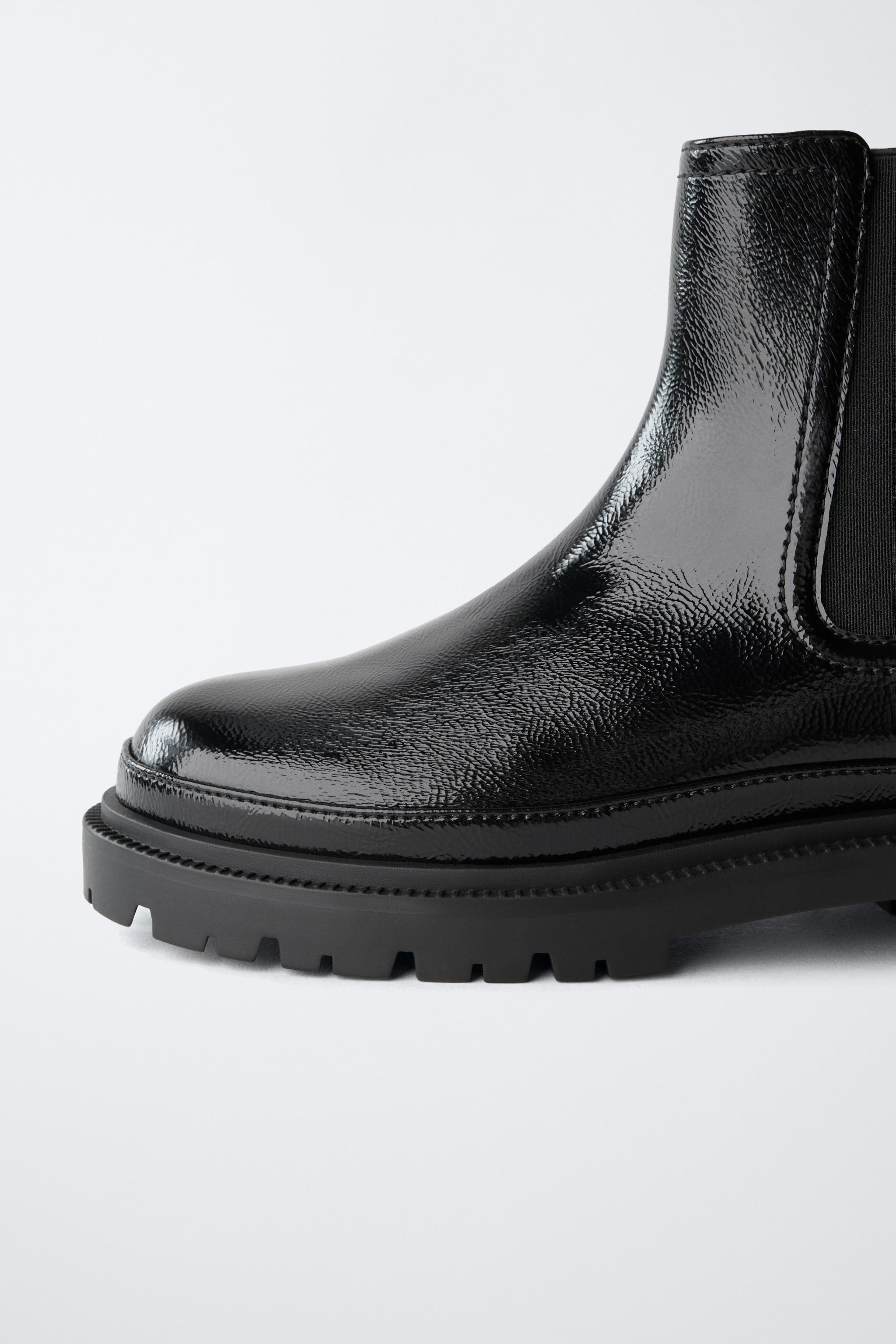 ブラックショートブーツ エナメルショートブーツ - ブラック | ZARA Japan / 日本