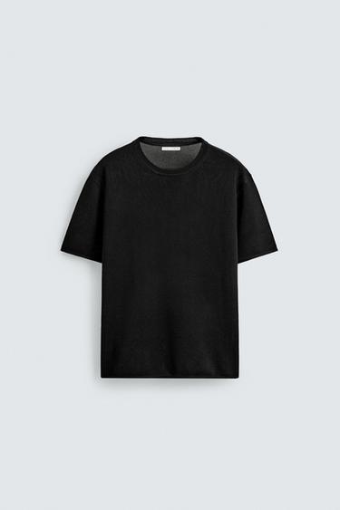 VISCOSE BLEND KNIT T-SHIRT - Black by Zara