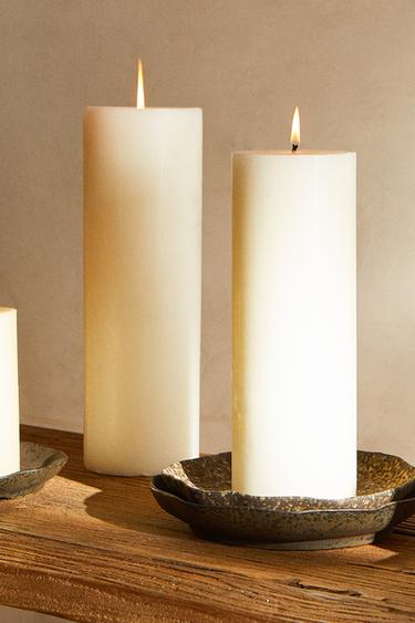LONG DECORATIVE CYLINDRICAL CANDLE - White by Zara - Image 5