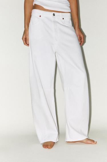 TRF BAGGY BALLOON MID-WAIST JEANS - White by Zara