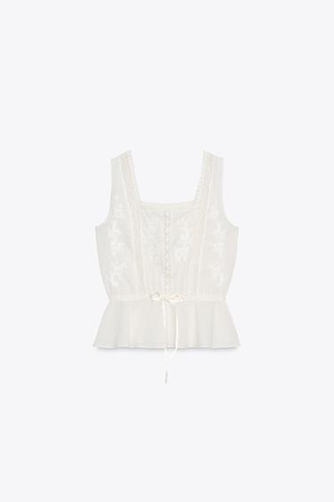 TOP LENCERO ENCAJE ZW COLLECTION - Crudo de Zara