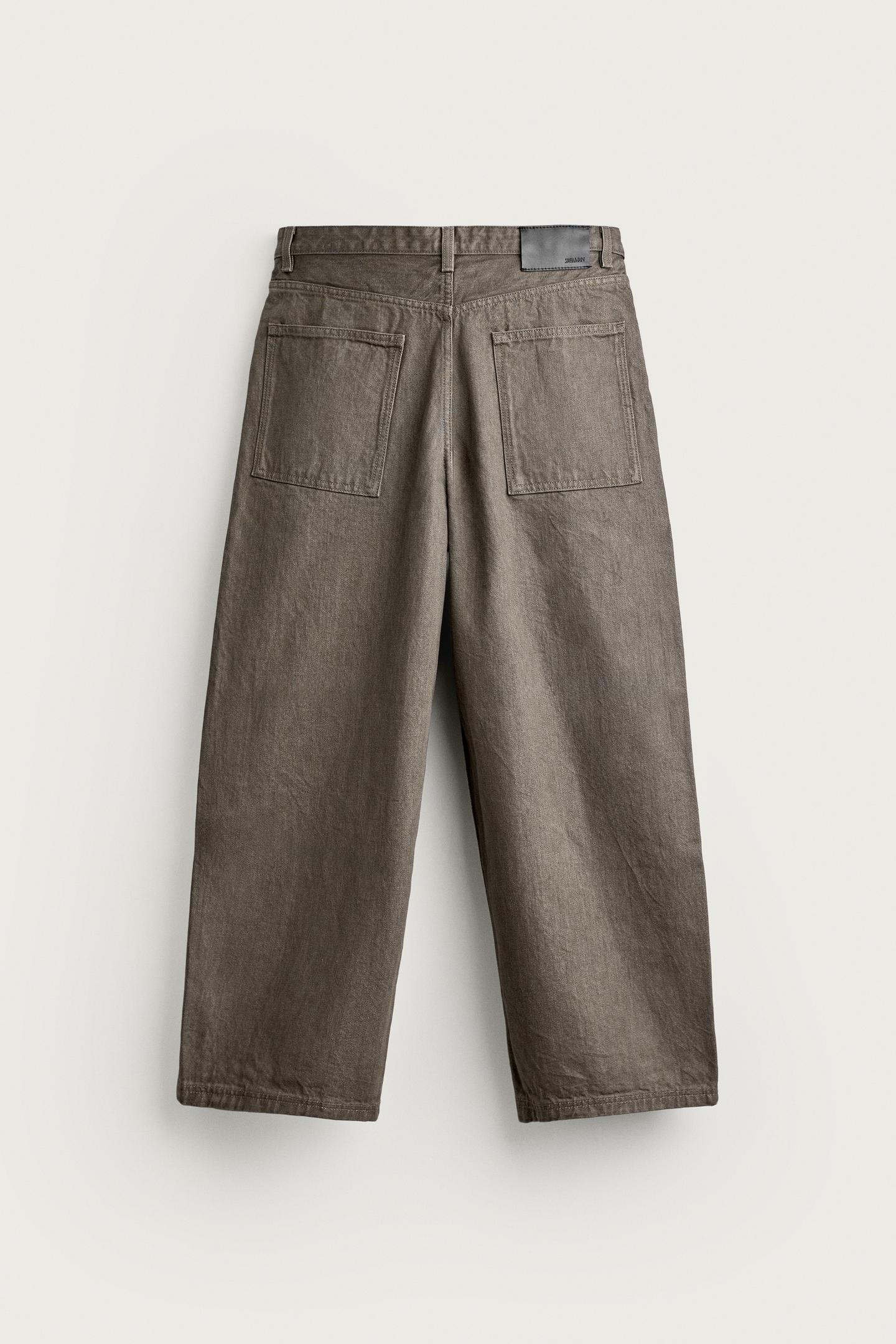 Мужские брюки Zara Wide Fit, цвет: Хаки — фото 7