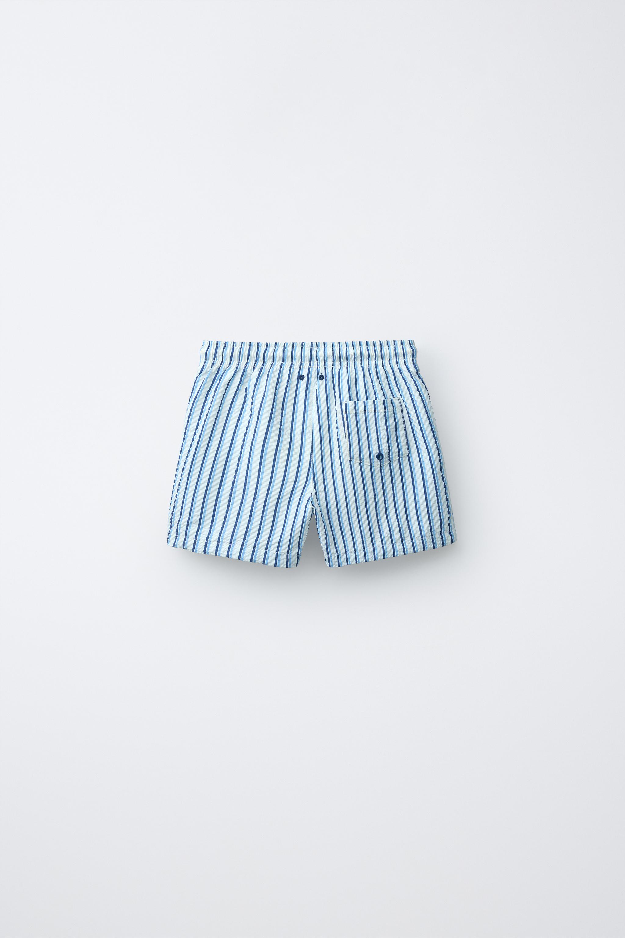 6-14 ANS/ SHORT DE BAIN SEERSUCKER À RAYURES