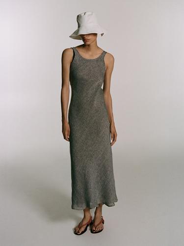Zara Linen fluid sleeveless dress - Gray