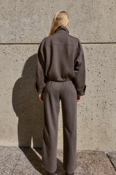 PANTALON DROIT TAILLE HAUTE - marron chiné de Zara - Image 3