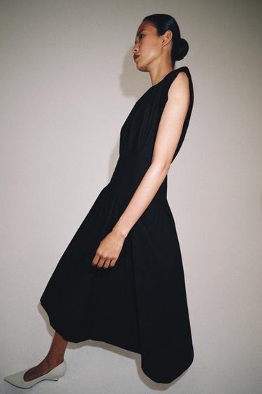 ROBE EN POPELINE PLISSÉE ZW COLLECTION - Noir de Zara - Image 3