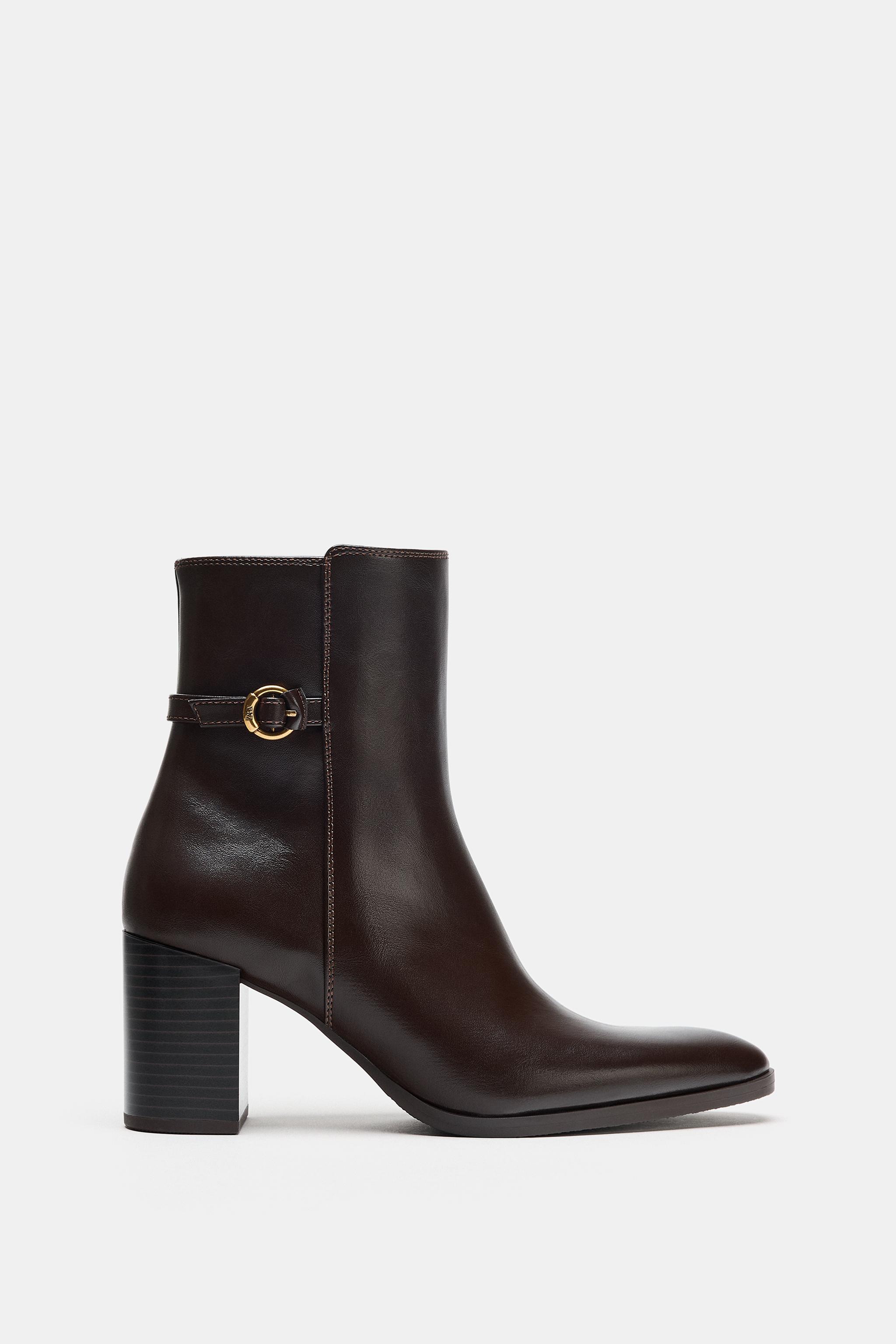 ハイヒールショートブーツ - ブラウン | ZARA Japan / 日本