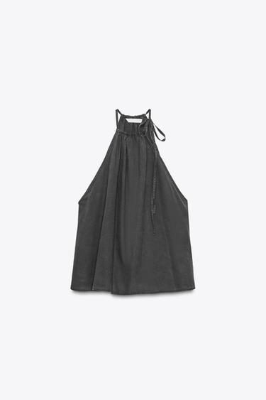 TOP HALTER FLUIDO - Negro de Zara