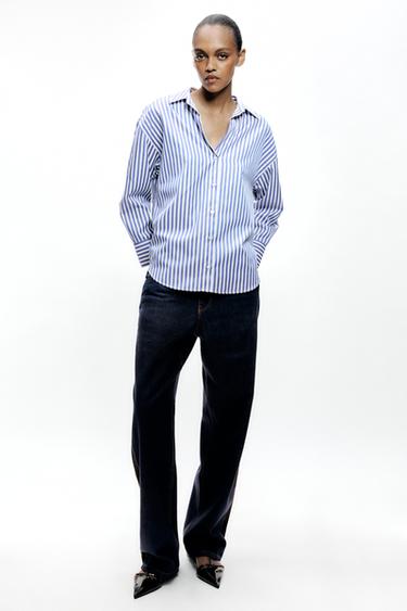 METALLIC THREAD STRIPED SHIRT - Blue/White by Zara - Image 0