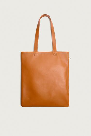 BOLSO SHOPPER PIEL - Naranja de Zara - Imagen 0