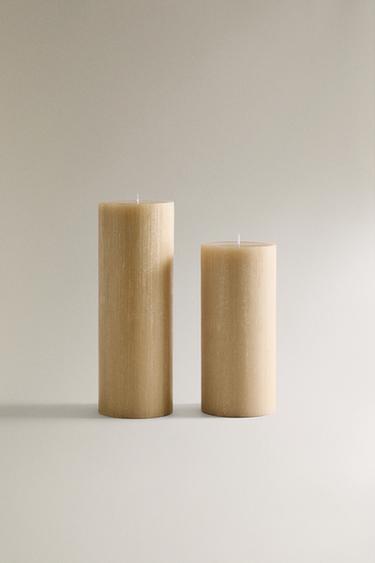 LONG DECORATIVE CYLINDRICAL CANDLE - Cream by Zara