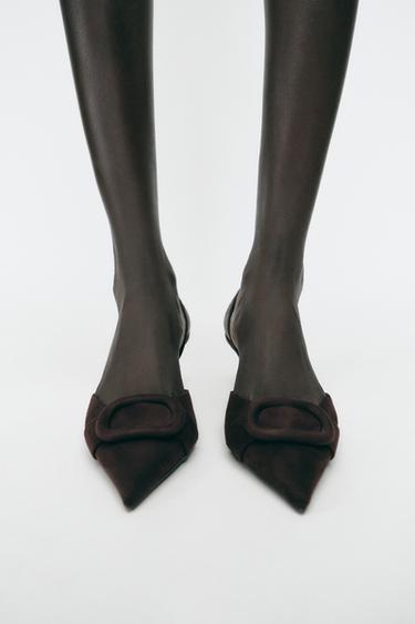 CHAUSSURES OUVERTES À L'ARRIÈRE AVEC PIÈCE - Marron de Zara - Image 1