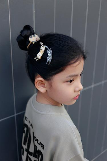 Zara 貓咪髮圈和髮夾套裝 - 玳瑁色