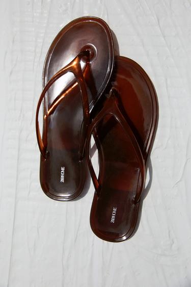 FLAT JELLY SANDALS - Black by Zara