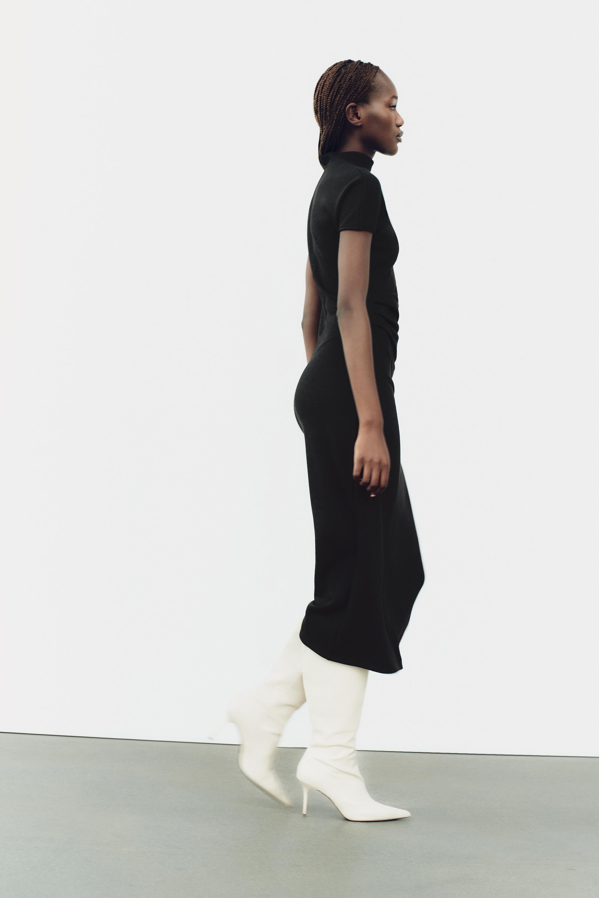 STRETCH KNIT MIDI DRESS - Black | ZARA United States